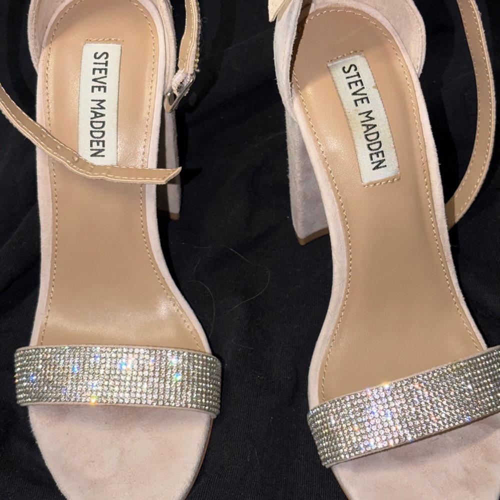 Steve Madden Nude Rhinestone Heels